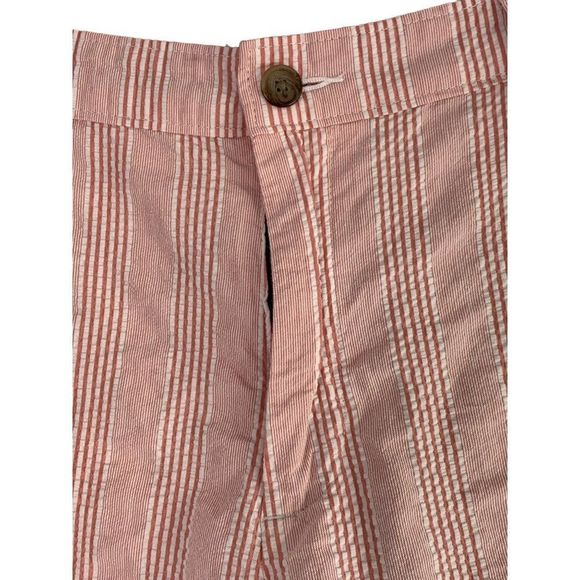 Nautica Seersucker Pink Cotton Burmuda Shorts Cruise Ship Size 34 6366 GUC - Picture 3 of 11
